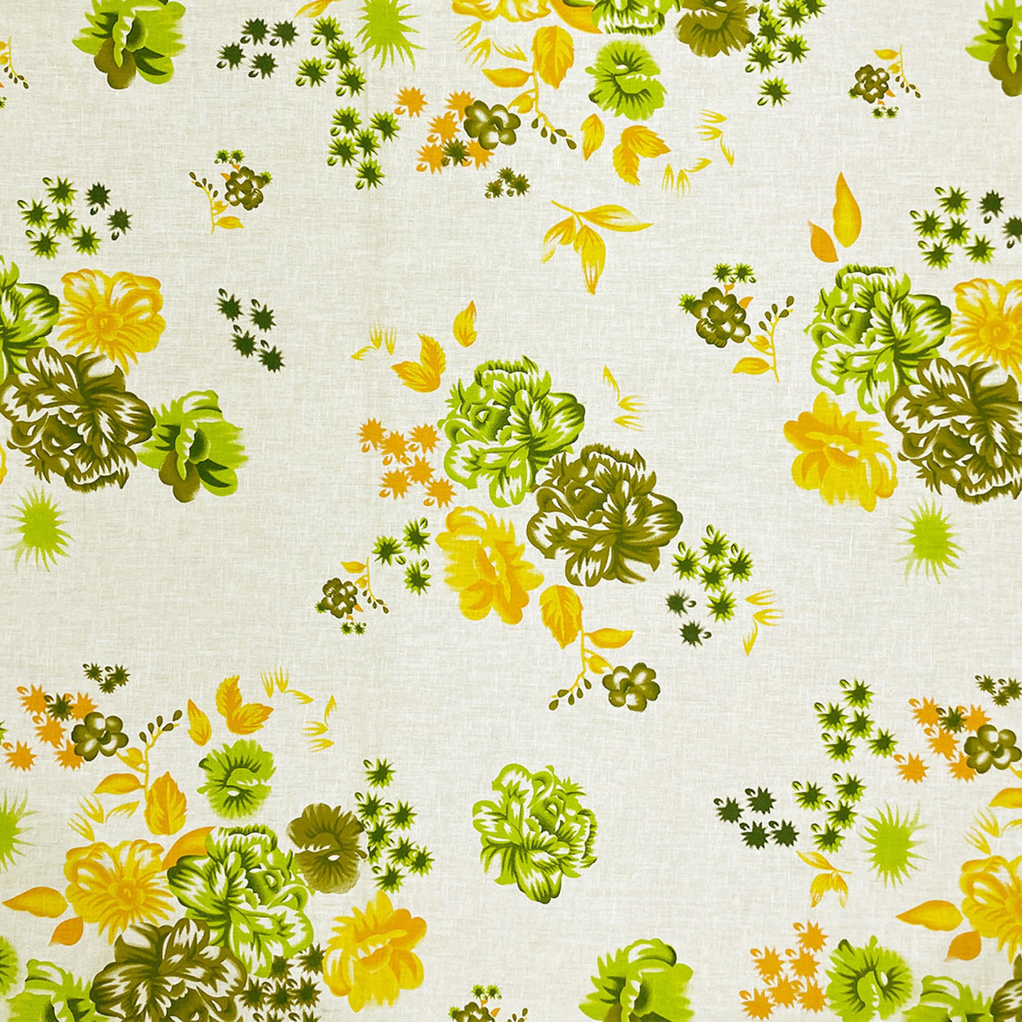 Citrus Bloom Cream & Green Floral 160 TC Pure Cotton Bedsheet with Pillow Cover