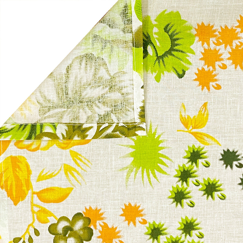 Citrus Bloom Cream & Green Floral 160 TC Pure Cotton Bedsheet with Pillow Cover