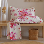 Crimson Rose Cream & Red Floral 160 TC Pure Cotton Bedsheet with Pillow Cover