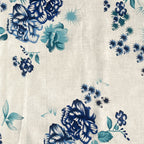 Azure Rose Cream & Blue Floral 160 TC Pure Cotton Bedsheet with Pillow Cover