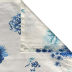 Azure Rose Cream & Blue Floral 160 TC Pure Cotton Bedsheet with Pillow Cover