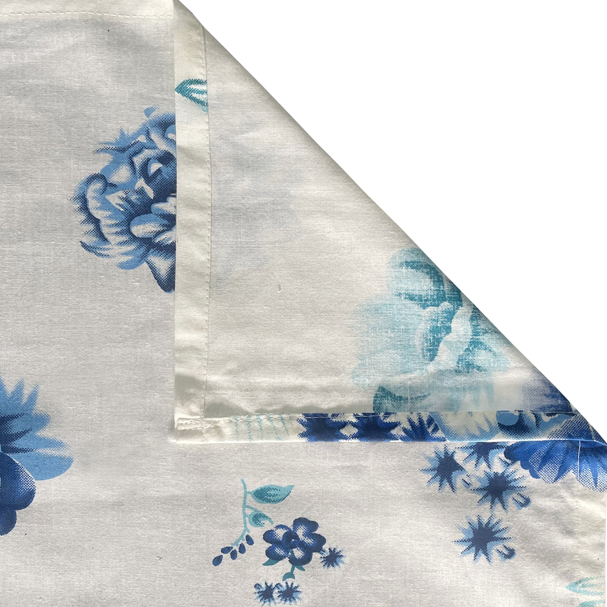 Azure Rose Cream & Blue Floral 160 TC Pure Cotton Bedsheet with Pillow Cover