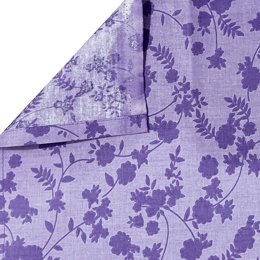 Violet Meadow Cream & Purple Floral 160 TC Pure Cotton Bedsheet with Pillow Cover