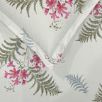 Ivory Fern Blossom 144 TC Pure Cotton Bedsheet Set with Pillow Cover