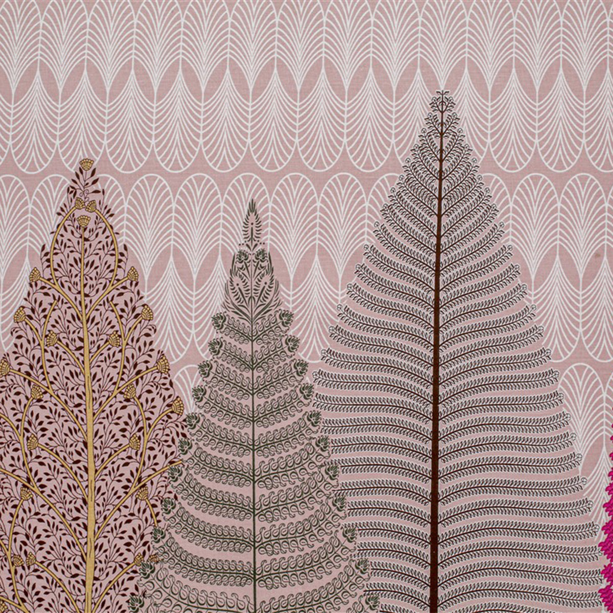 Blush Woodland Silhouettes 144 TC Pure Cotton Bedsheet Set with Pillow Cover