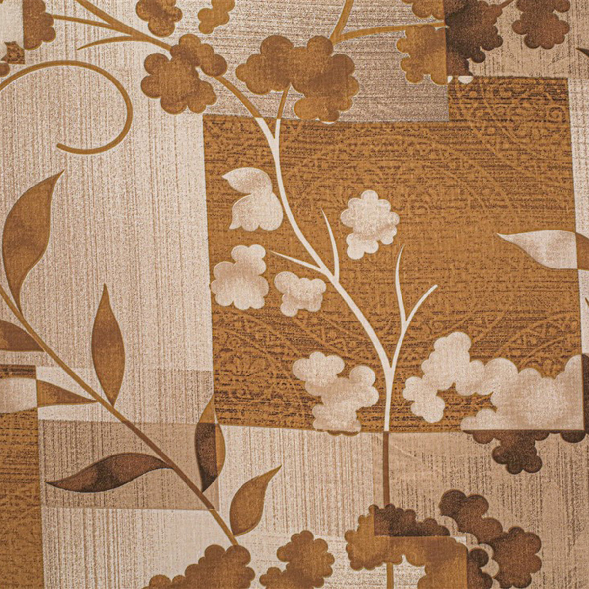 Beige Ochre Floral Patchwork 144 TC Pure Cotton Bedsheet Set with Pillow Cover