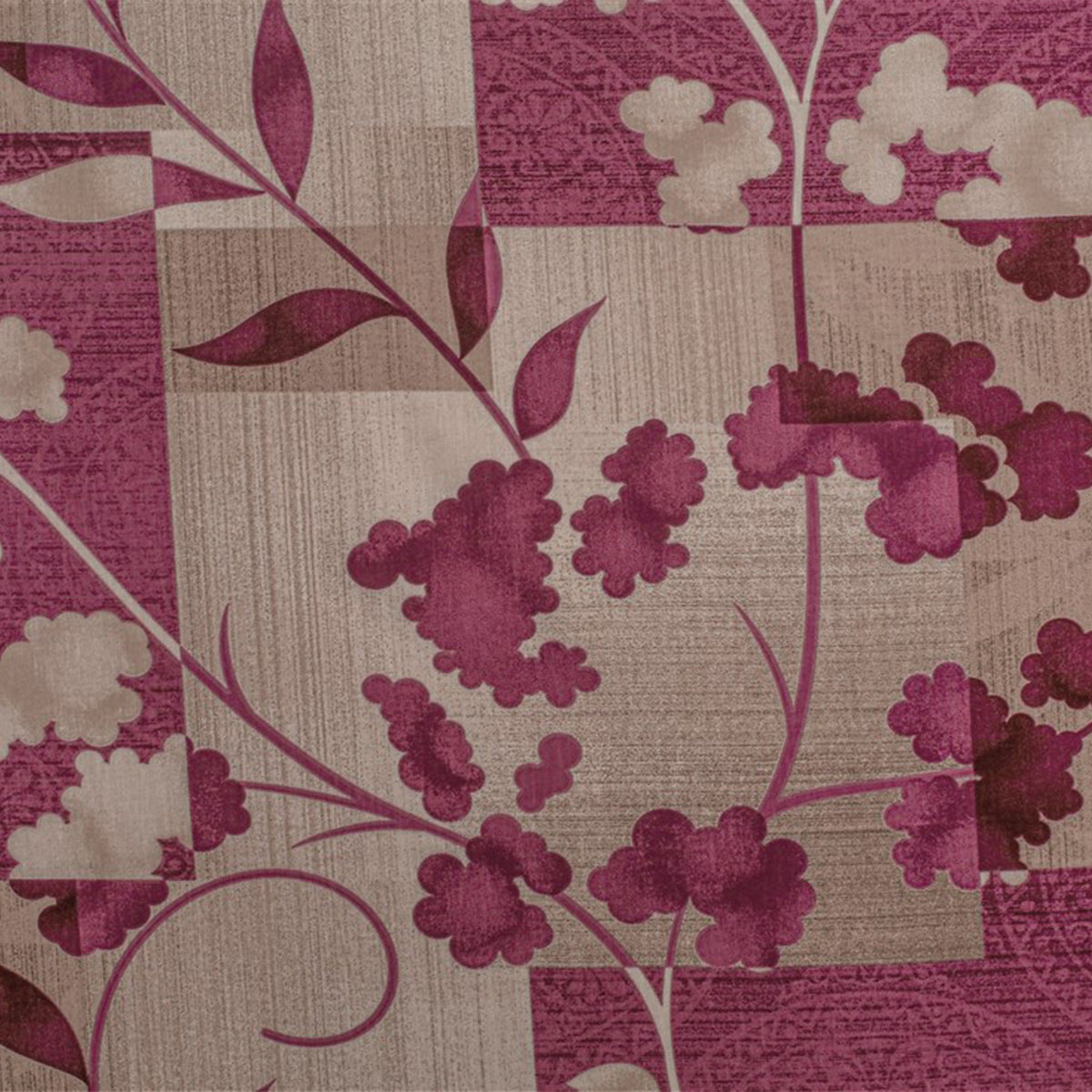 Beige Berry Floral Patchwork 144 TC Pure Cotton Bedsheet Set with Pillow Cover
