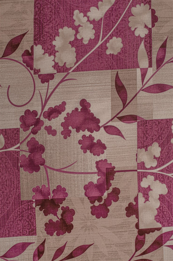 Beige Berry Floral Patchwork 144 TC Pure Cotton Bedsheet Set with Pillow Cover