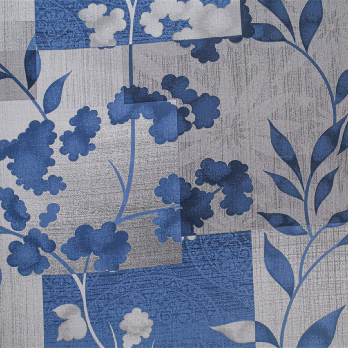 Silver Blue Floral Patchwork 144 TC Pure Cotton Bedsheet Set with Pillow Cover