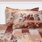 Peach Rust Floral Brushstrokes 144 TC Pure Cotton Bedsheet Set with Pillow Cover