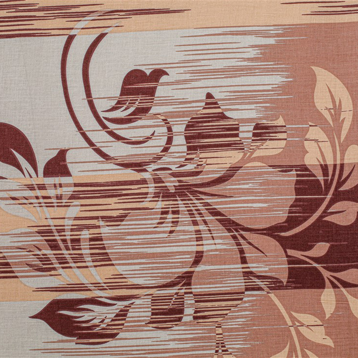 Peach Rust Floral Brushstrokes 144 TC Pure Cotton Bedsheet Set with Pillow Cover