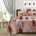 Peach Rust Floral Brushstrokes 144 TC Pure Cotton Bedsheet Set with Pillow Cover