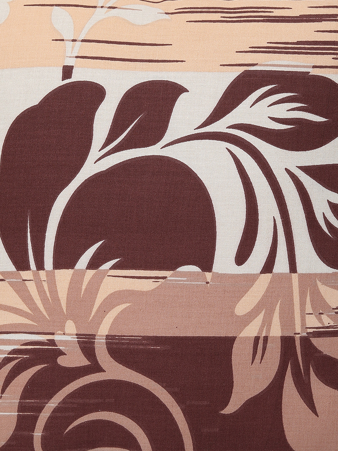 Peach Rust Floral Brushstrokes 144 TC Pure Cotton Bedsheet Set with Pillow Cover
