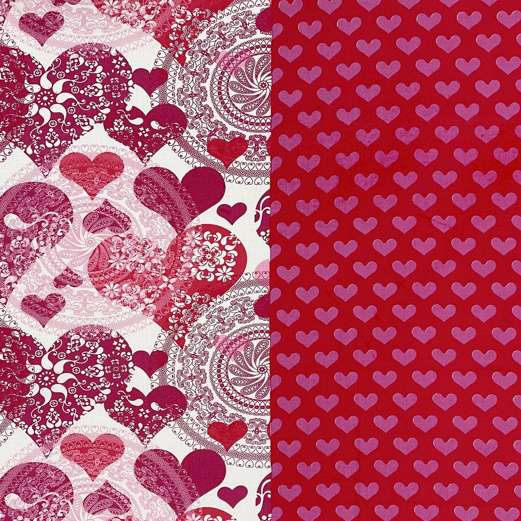 Sweetheart Bloom Pink & White Heart Print 160 TC Pure Cotton Bedsheet with Pillow Cover