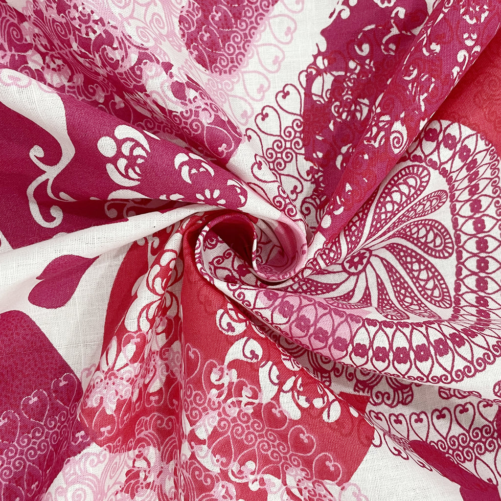 Sweetheart Bloom Pink & White Heart Print 160 TC Pure Cotton Bedsheet with Pillow Cover