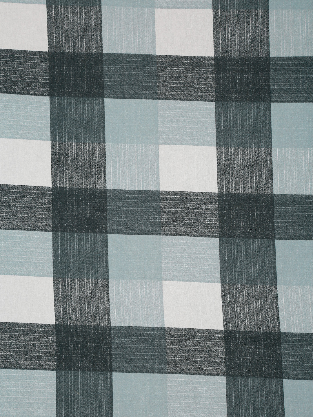 Urban Check Grey & White 160 TC Pure Cotton Fitted Bedsheet with Pillow Cover