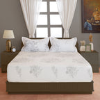Ivory Botanical Sketch 250 TC Pure Cotton Bedsheet Set with Pillow Cover