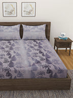Lavender Woodland Ferns 240 TC Pure Cotton Bedsheet Set with Pillow Cover