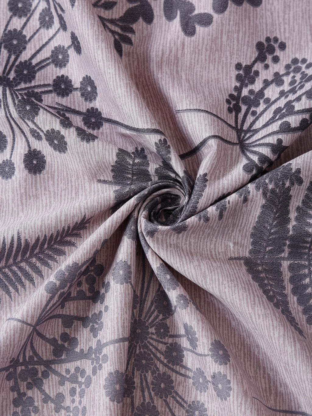 Lavender Woodland Ferns 240 TC Pure Cotton Bedsheet Set with Pillow Cover