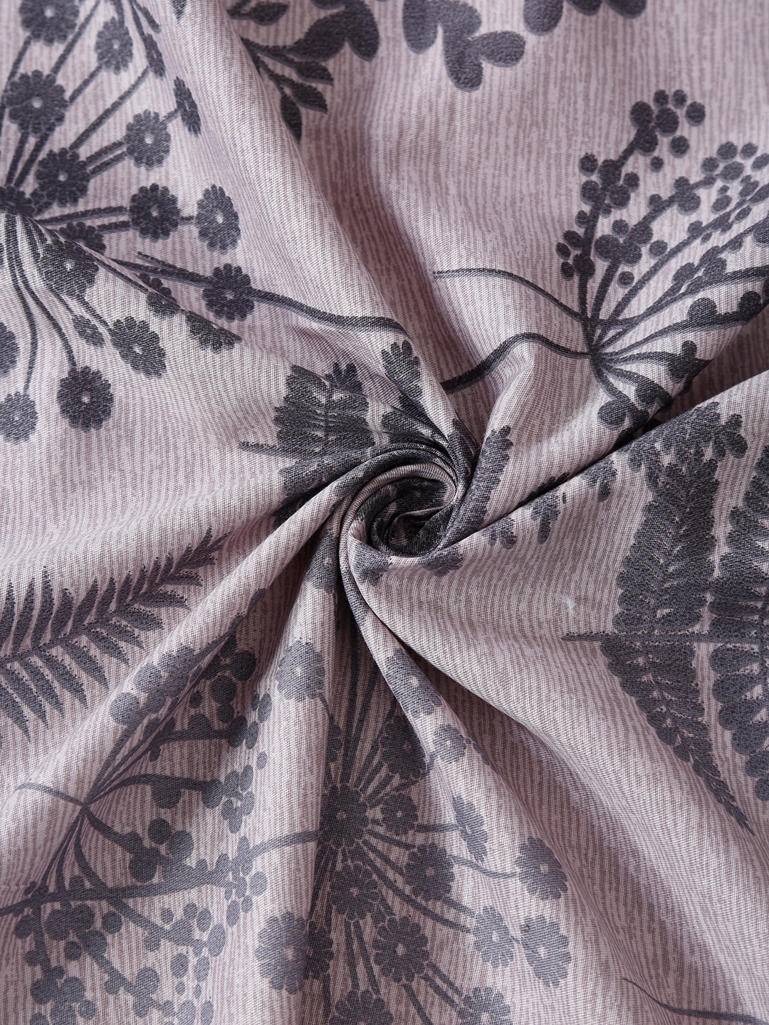 Lavender Woodland Ferns 240 TC Pure Cotton Bedsheet Set with Pillow Cover