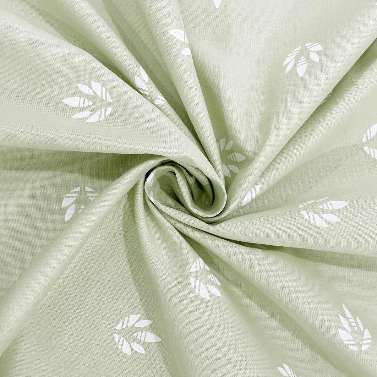 Sage Petite Leaf 250 TC Pure Cotton Bedsheet Set with Pillow Cover