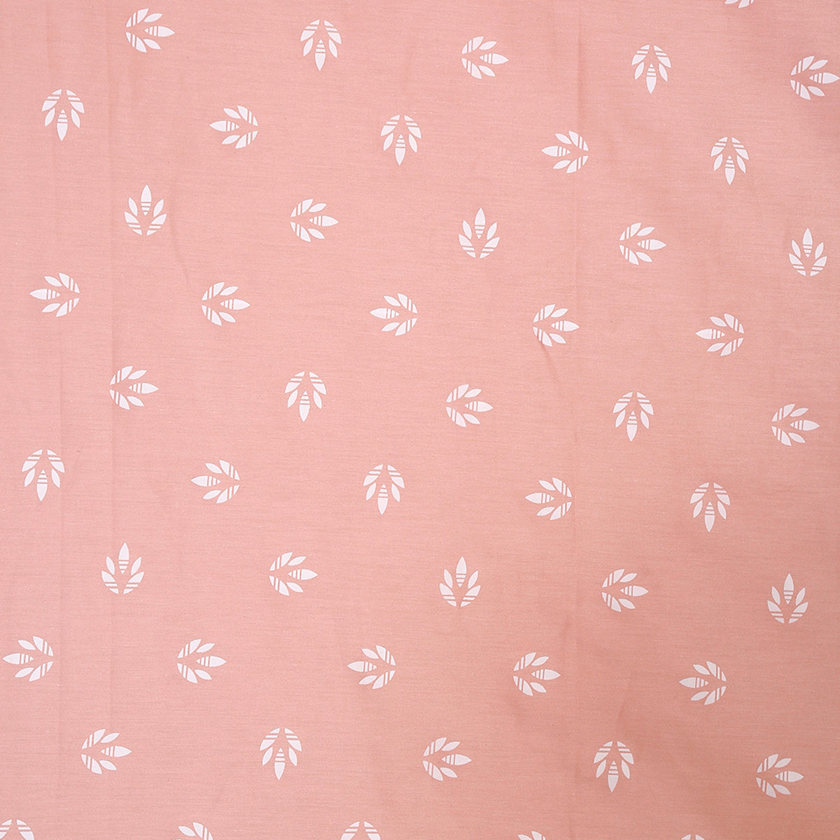 Peach Petite Leaves 250 TC Pure Cotton Bedsheet Set with Pillow Cover