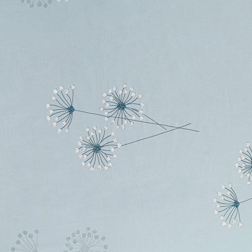 Powder Blue Dandelion Whispers 240 TC Pure Cotton Bedsheet Set with Pillow Cover