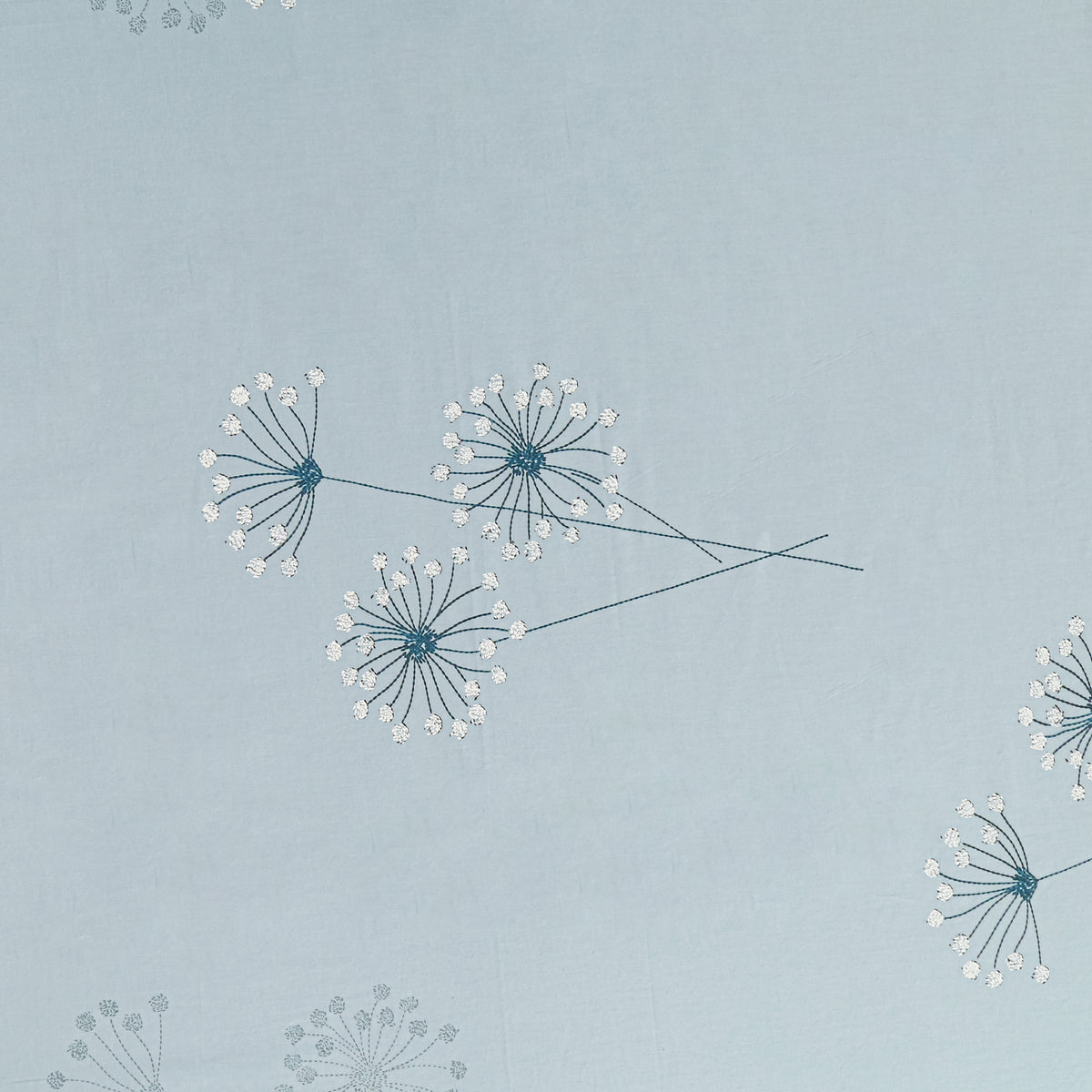 Powder Blue Dandelion Whispers 240 TC Pure Cotton Bedsheet Set with Pillow Cover