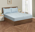 Powder Blue Dandelion Whispers 240 TC Pure Cotton Bedsheet Set with Pillow Cover