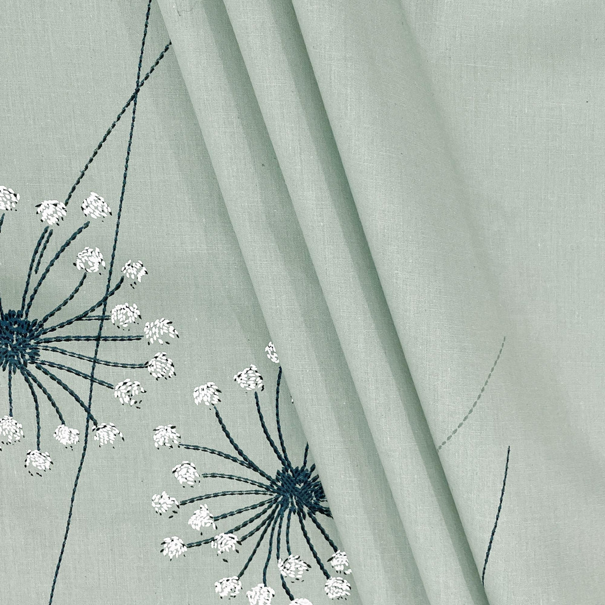 Sage Dandelion Whispers 240 TC Pure Cotton Bedsheet Set with Pillow Cover