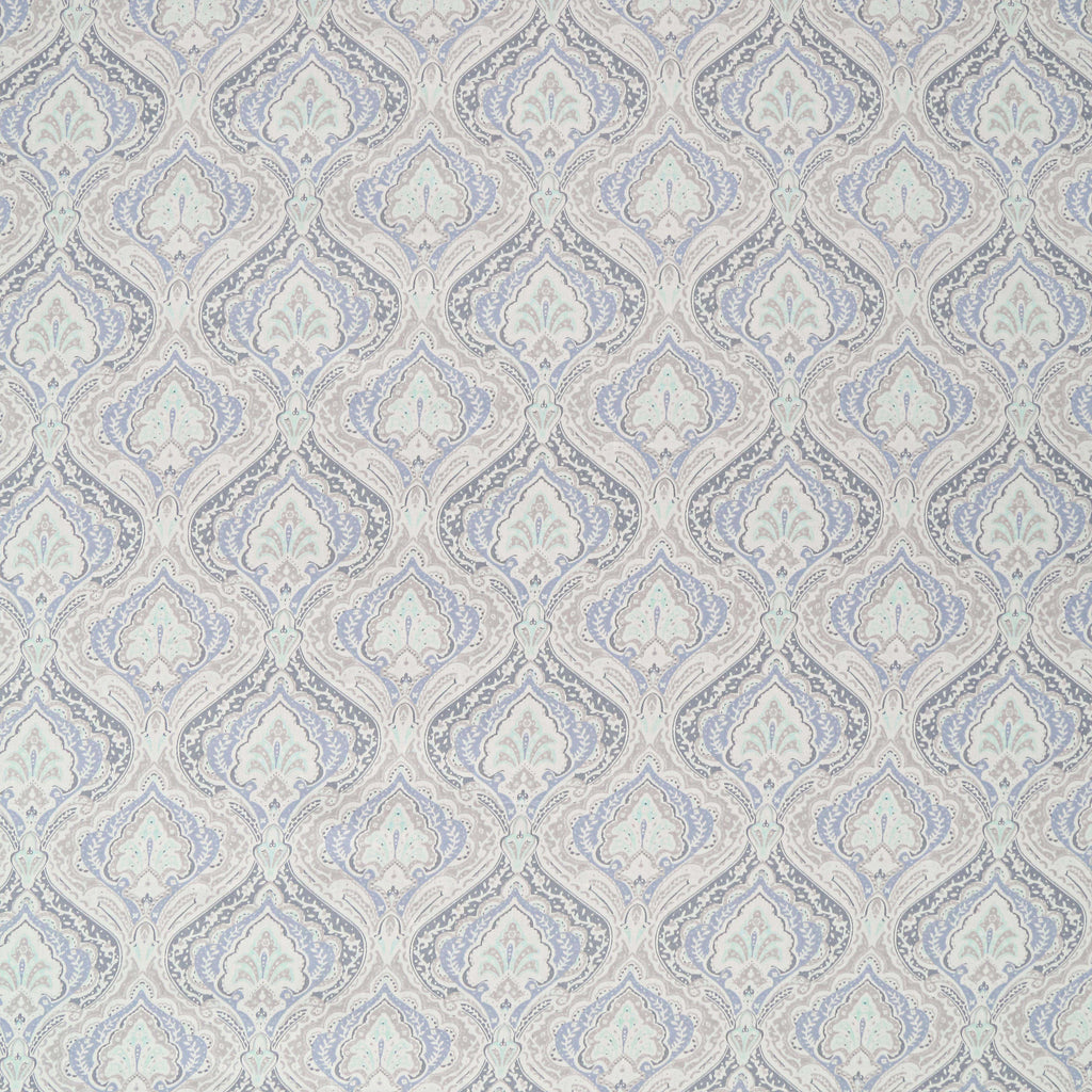 Ivory Blue Damask Droplets 240 TC Pure Cotton Bedsheet Set with Pillow Cover