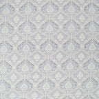 Ivory Blue Damask Droplets 240 TC Pure Cotton Bedsheet Set with Pillow Cover