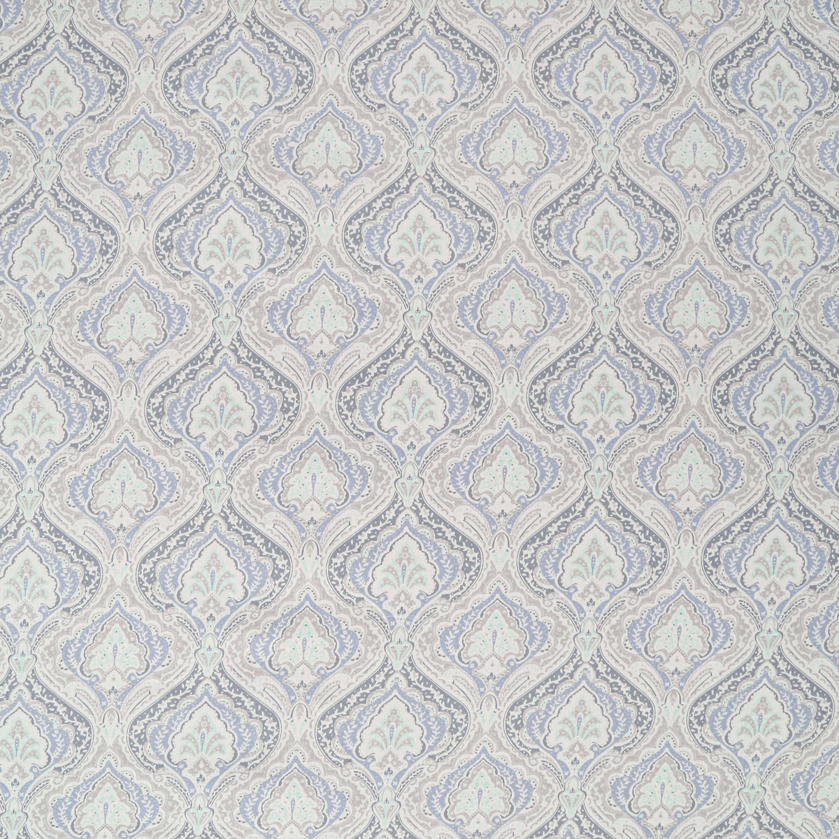 Ivory Blue Damask Droplets 240 TC Pure Cotton Bedsheet Set with Pillow Cover