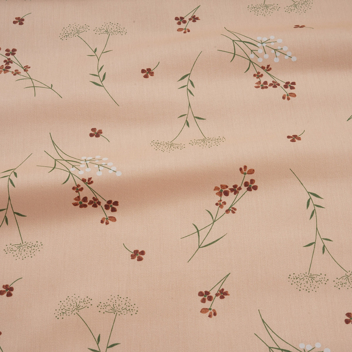 Peach Petite Meadow Sprigs 240 TC Pure Cotton Bedsheet Set with Pillow Cover