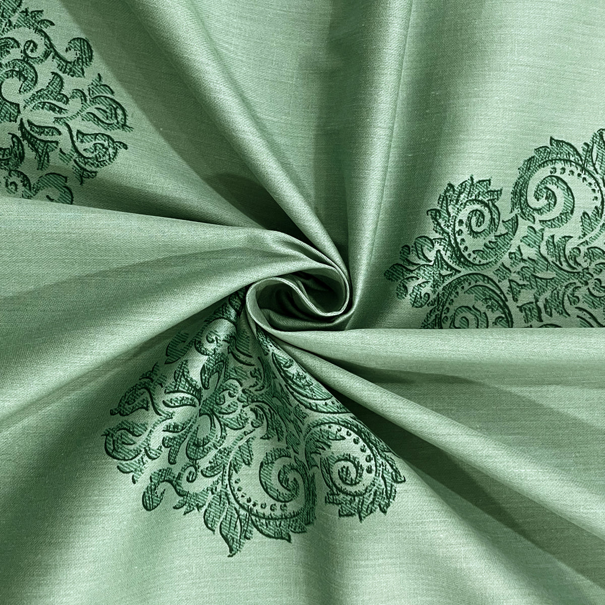 Mint Green Regal Medallions 240 TC Pure Cotton Bedsheet Set with Pillow Cover