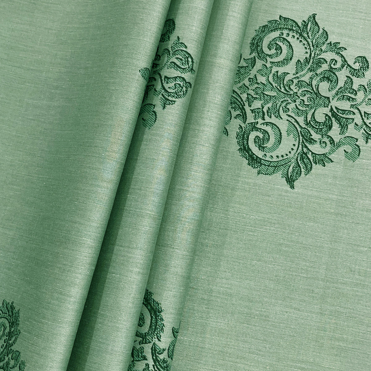Mint Green Regal Medallions 240 TC Pure Cotton Bedsheet Set with Pillow Cover