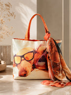 Sunkissed Pup - Quirky Dog Print Tote with Sunglasses & Wrap