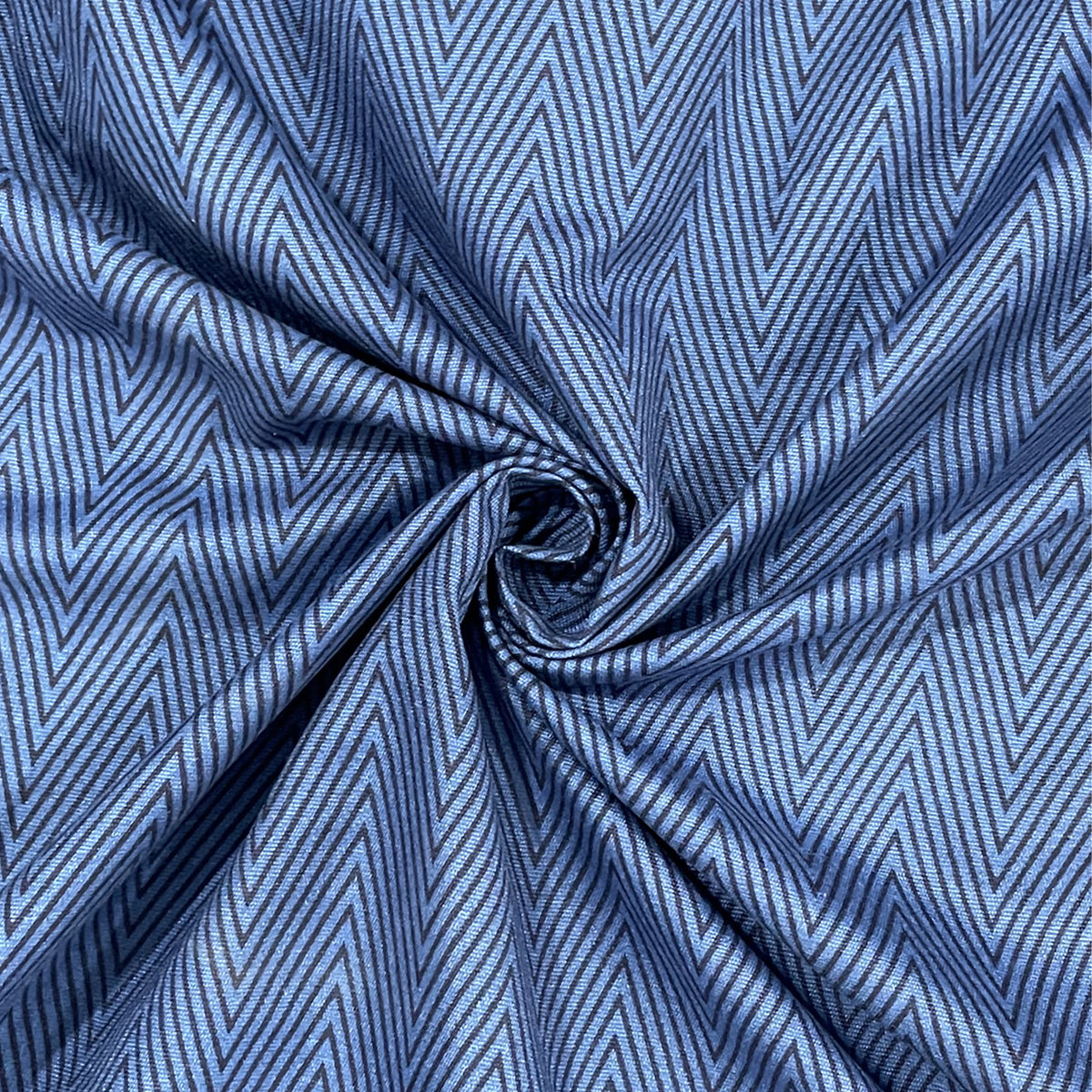 Royal Blue Chevron Harmony 180 TC Pure Cotton Bedsheet Set with Pillow Cover