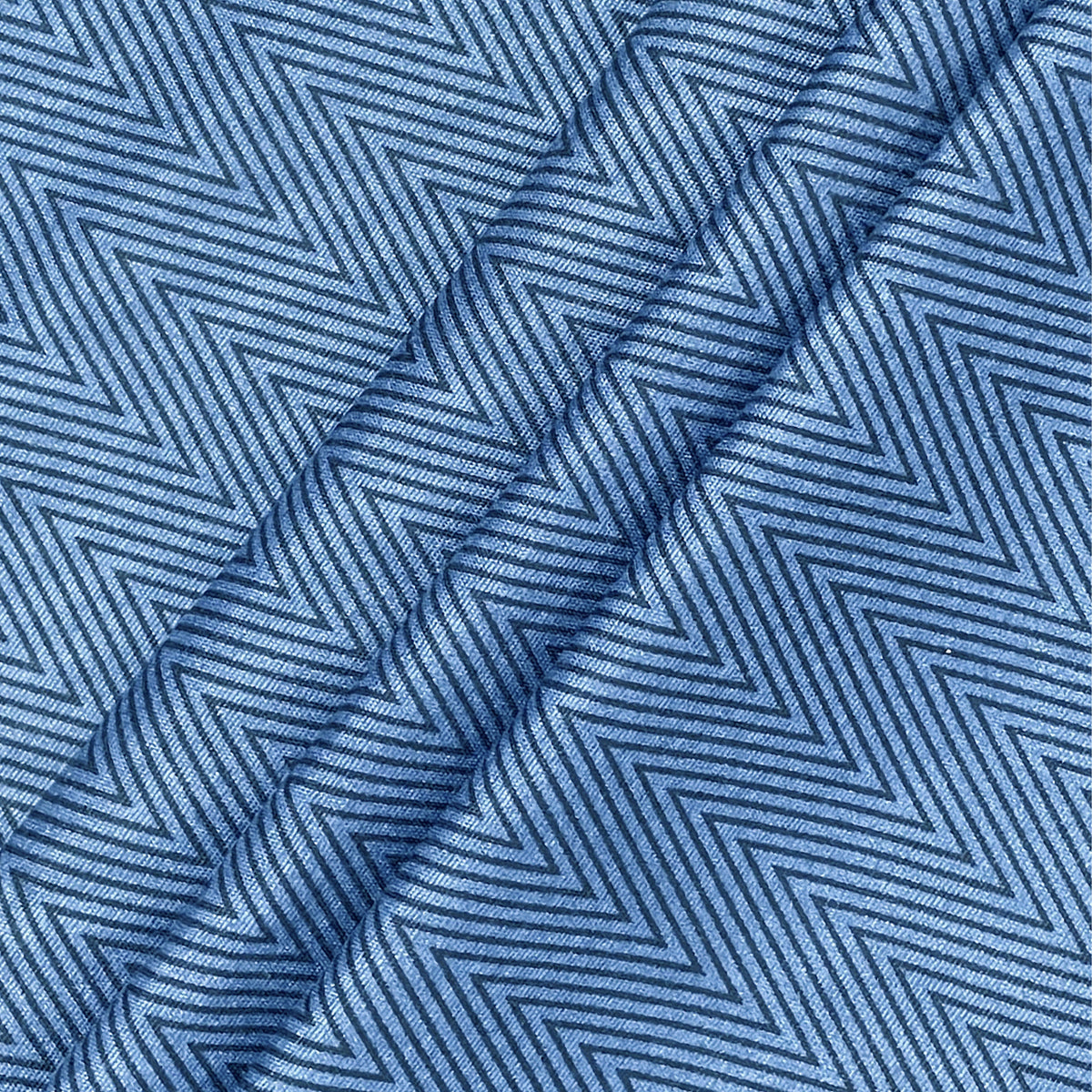 Royal Blue Chevron Harmony 180 TC Pure Cotton Bedsheet Set with Pillow Cover