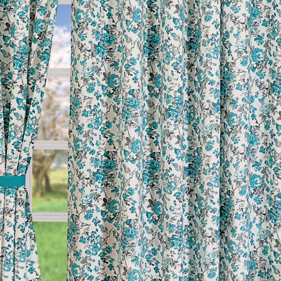Blue Rose  Printed Curtains-2711
